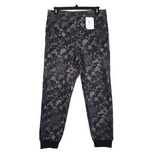 Bally Men's Camo Print Organic Cotton Jogger Sweatpants Black Grey Large NWT